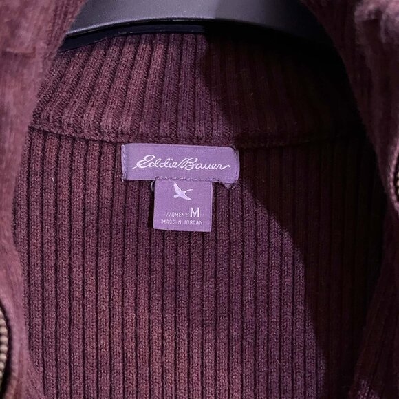Eddie Bauer Plum Ribbed Zip Sweater – Women’s Medium - Picture 4 of 6